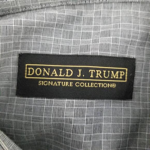 Donald J Trump French Cuff Mens Dress Shirt Gray 16 34/35 Regular Fit - Picture 10 of 12